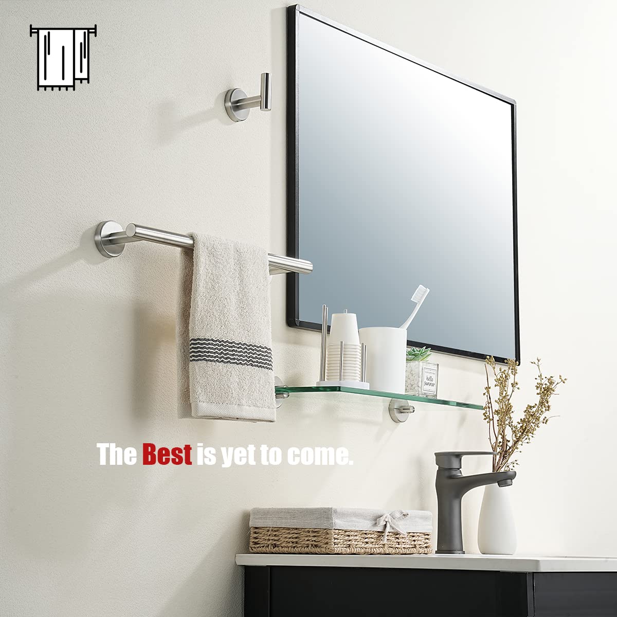 Jqk Bathroom Towel Bar, 12 Inch 304 Stainless Steel Thicken 0.8Mm Towel Rack, Towel Holder Brushed Finished Wall Mount, Total Le